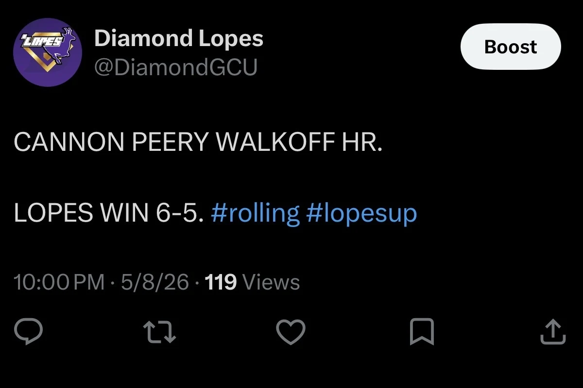 Diamond GCU live tweet screenshot