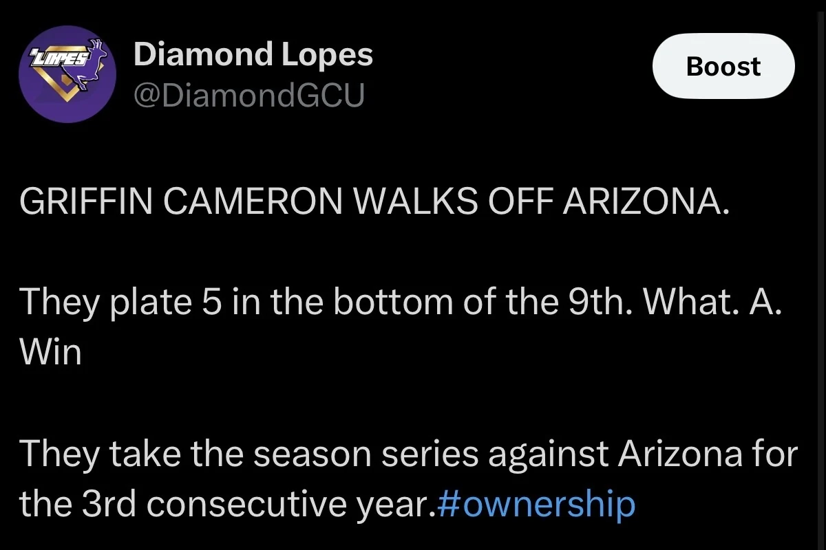 Diamond GCU live tweet screenshot